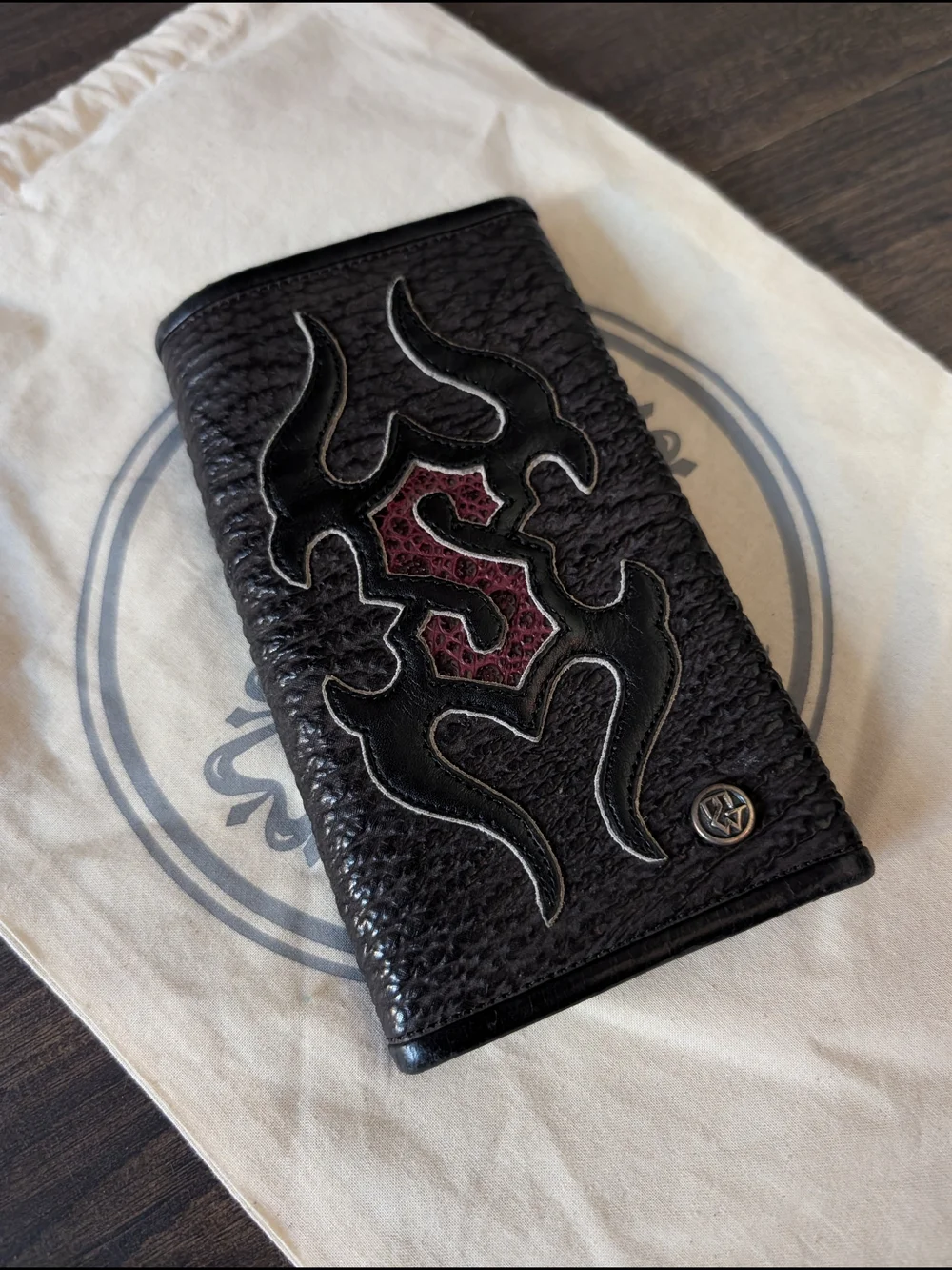 TRAVIS WALKER DOUBLE CROSS Custom Shark & Frog Skin 925 Silver Trifold Wallet